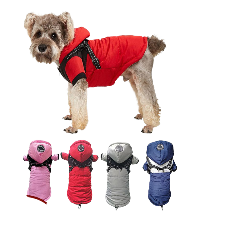 Chaqueta de invierno con arnés para perros