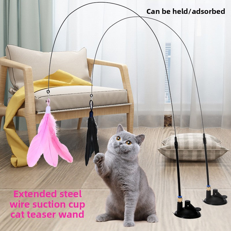 Juguete para gatos con plumas y ventosa