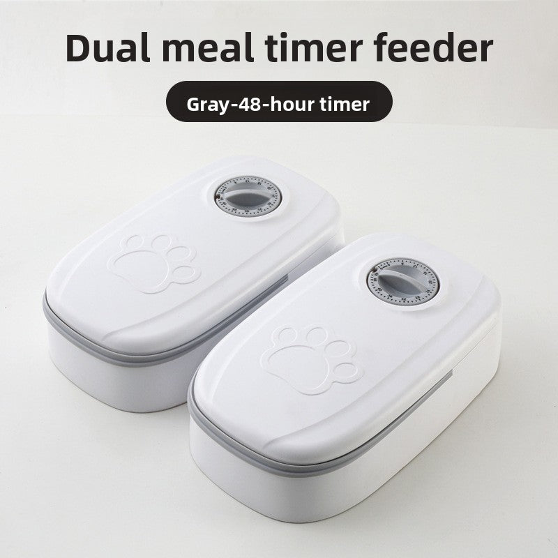 Comedero automático programable para perros y gatos – Gris, dos cuencos