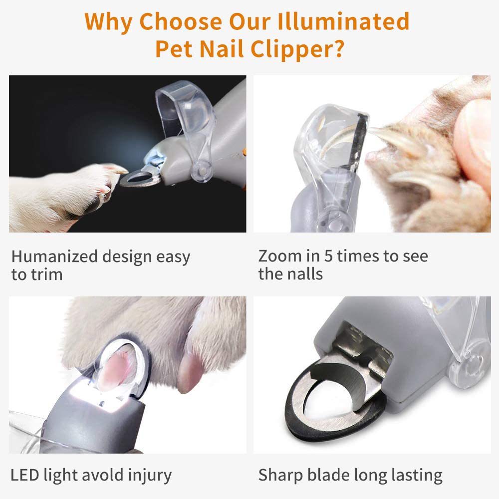 Cortauñas para perros y gatos con luz LED