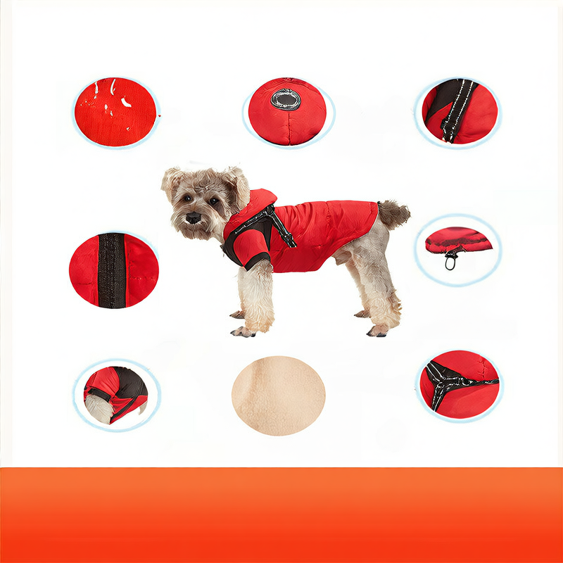 Chaqueta de invierno con arnés para perros