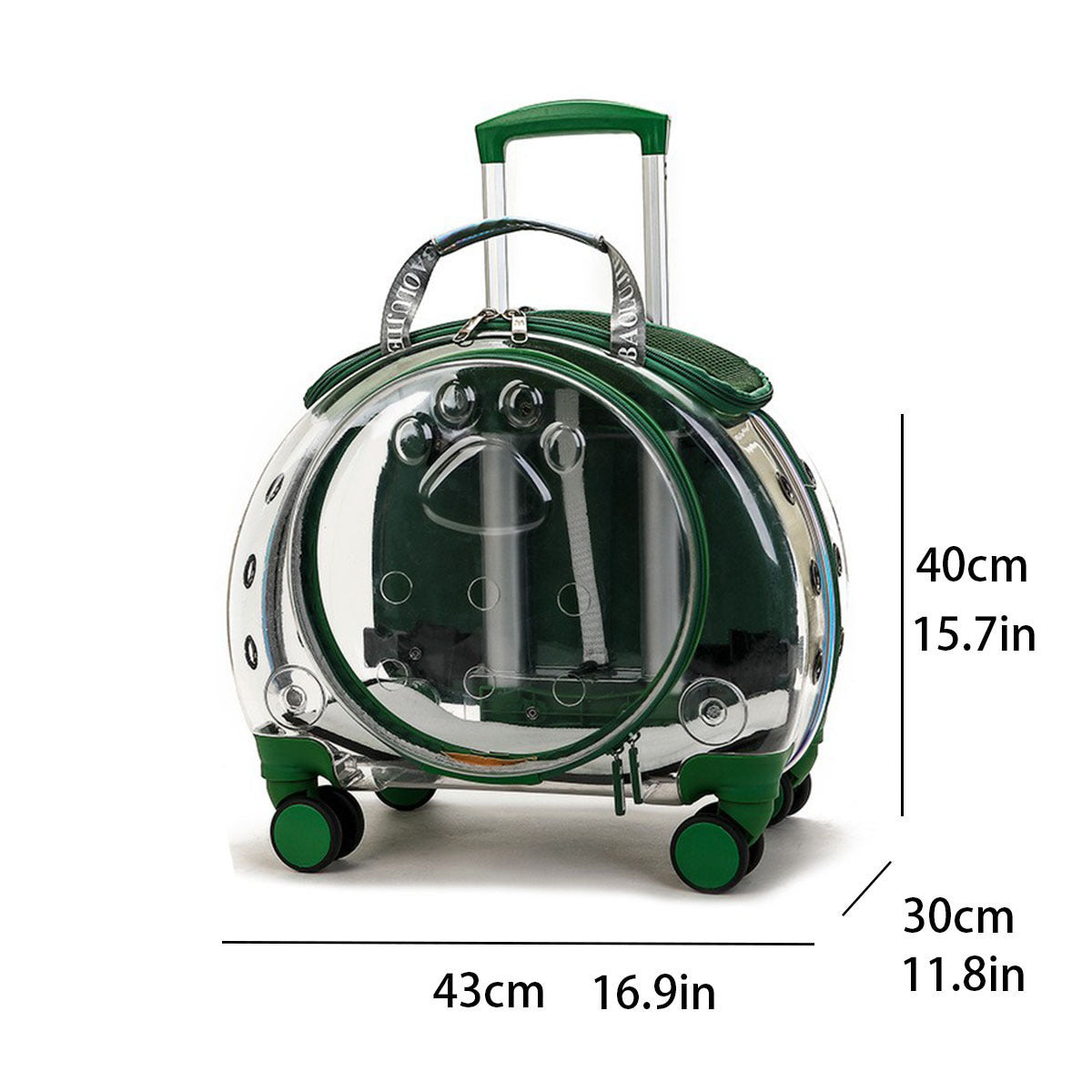 Transportín mochila transparente con ruedas para perros y gatos