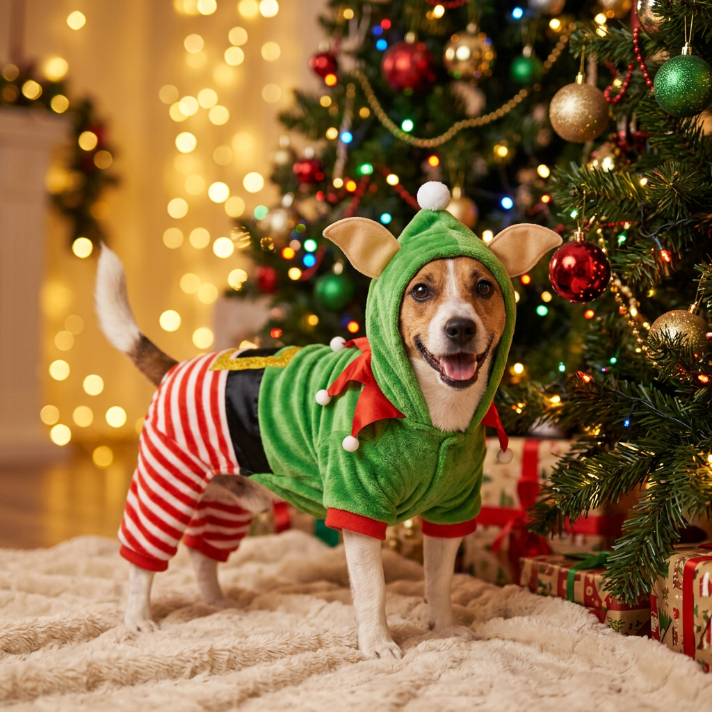 Disfraz de elfo de Navidad para perros