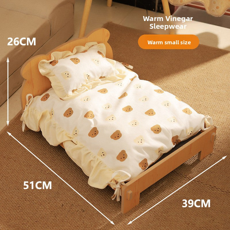 Cama elevada de madera para perros