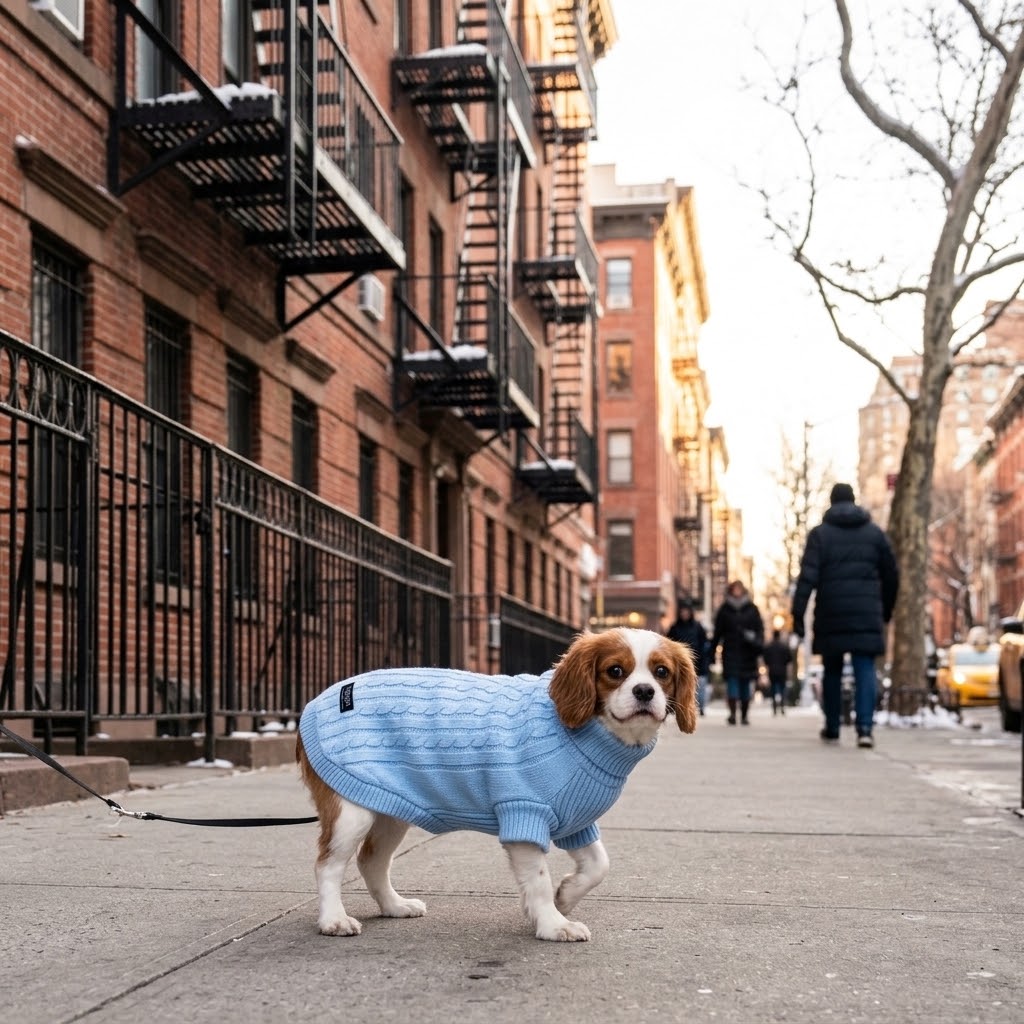 Pawsome Pets New York light blue knit sweater
