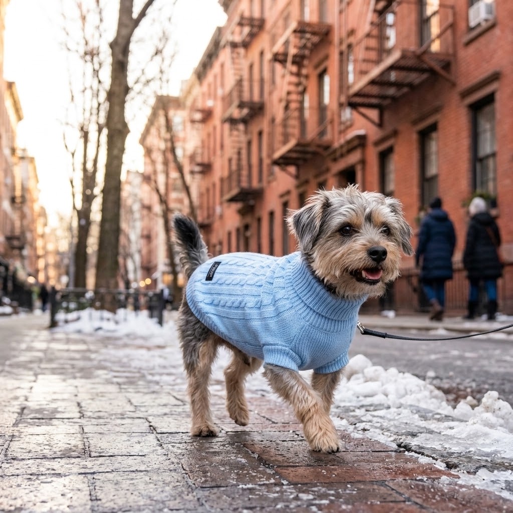 Pawsome Pets New York light blue knit sweater