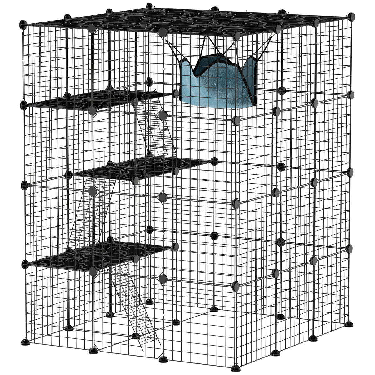 Parque modular de 4 niveles para conejos y gatos
