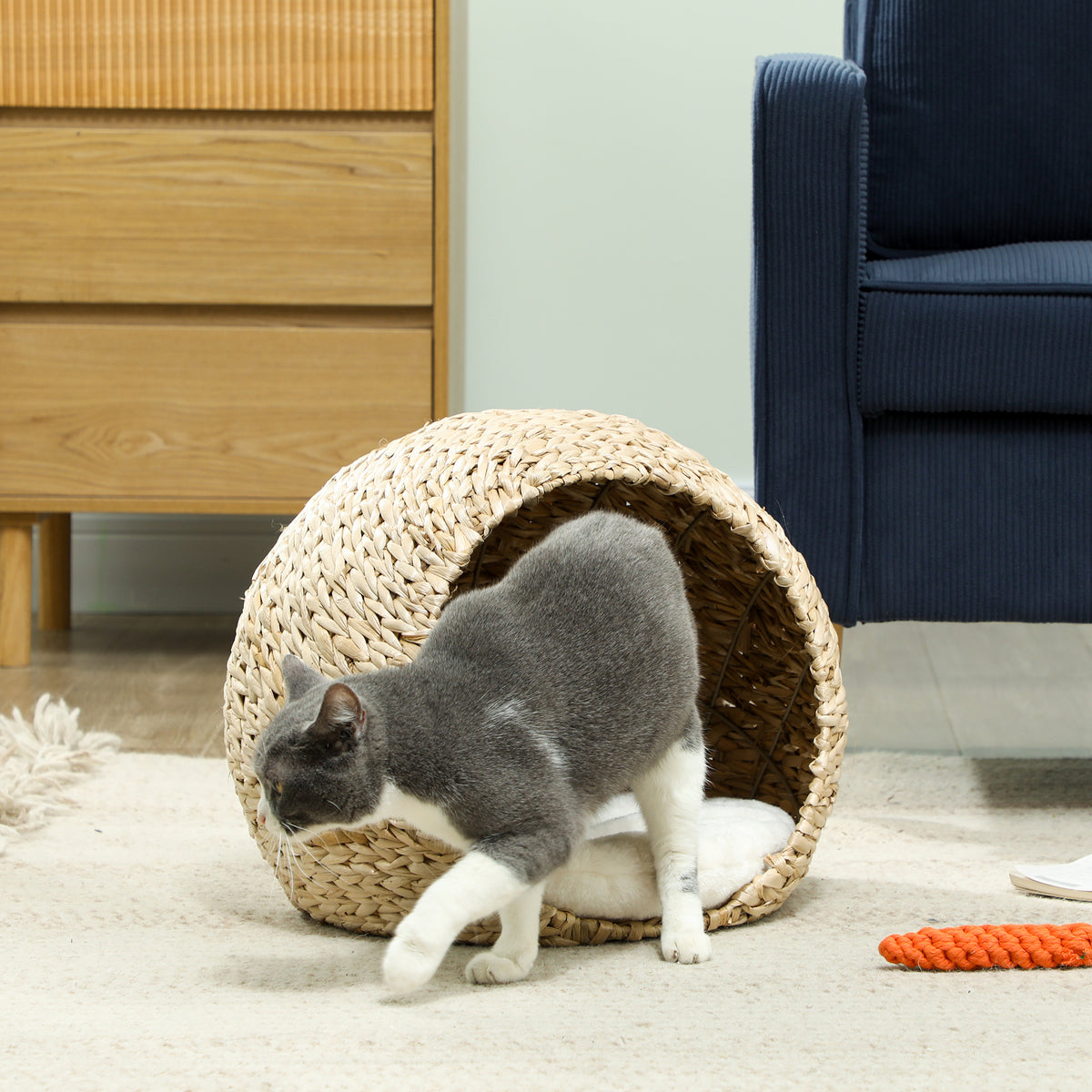 Nicho tejido para gatos con cojín suave