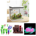 Acuario de 28 litros decorado con plantas, casita y coral