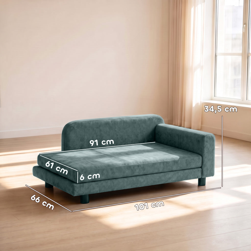 Sofá cama de terciopelo para perros hasta 35 kg, 101 x 66 cm, gris