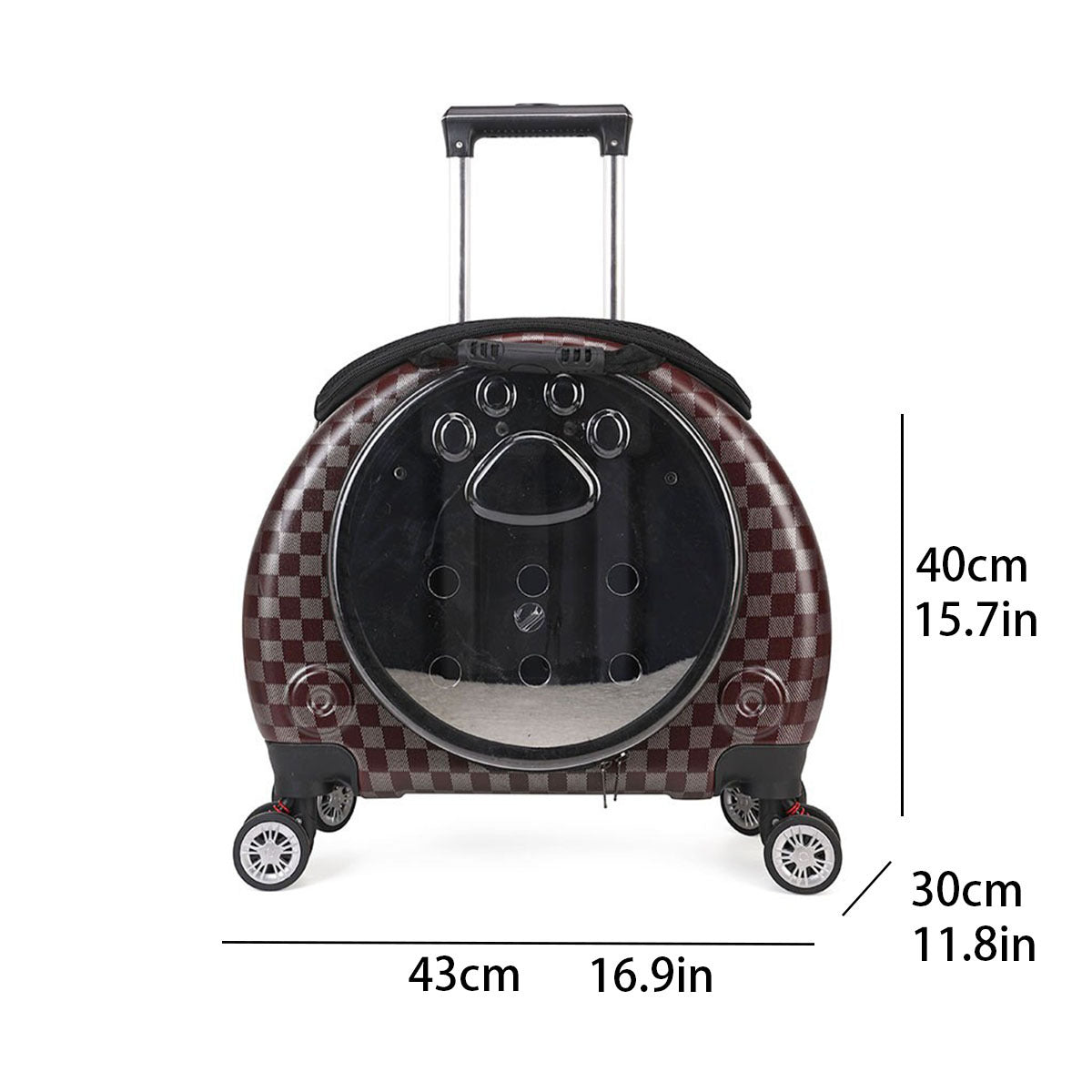 Transportín mochila transparente con ruedas para perros y gatos