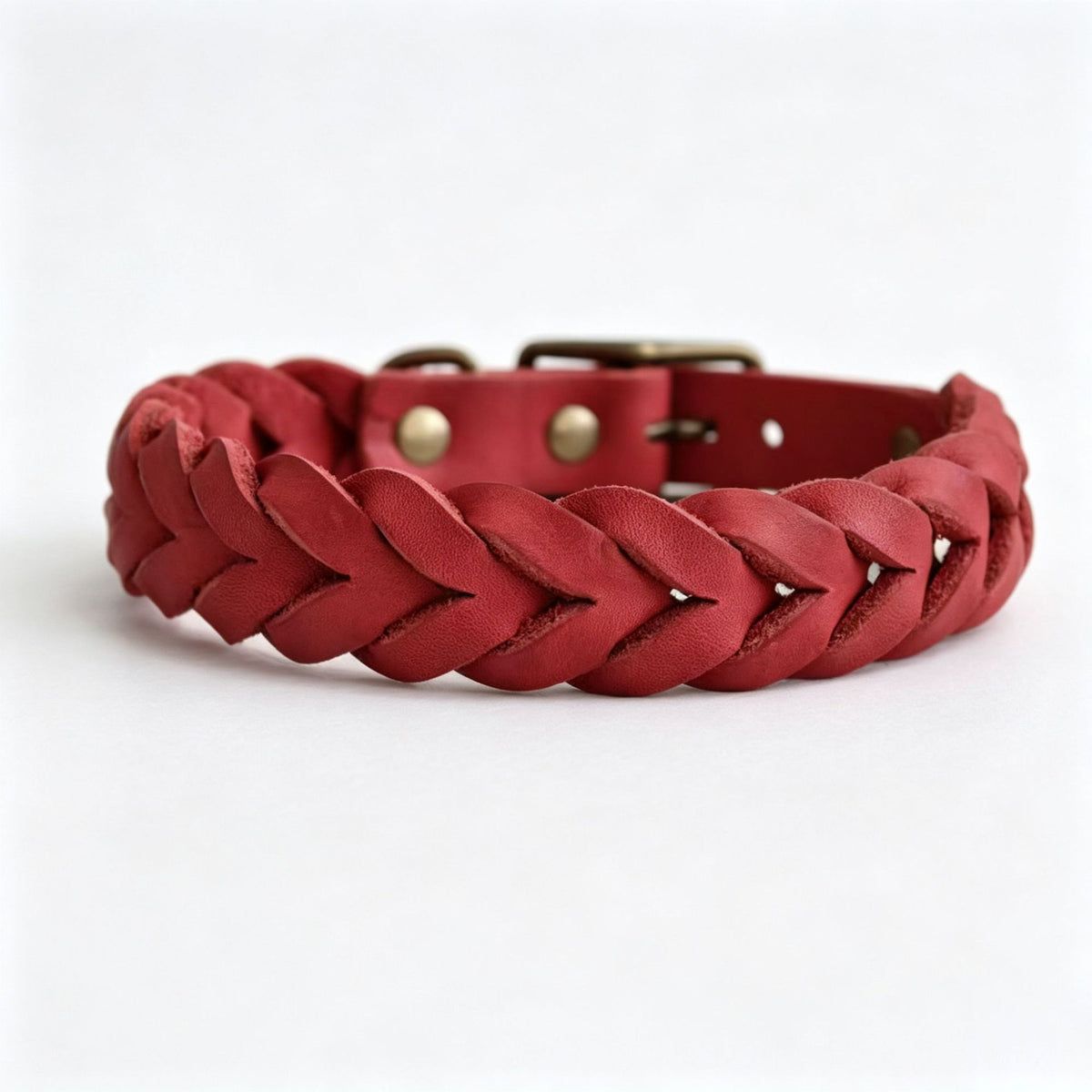 Collar de cuero trenzado vintage para perros