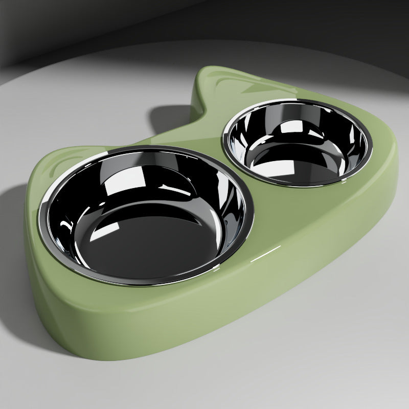 Comedero doble de acero inoxidable para perros y gatos – Doble inox verde