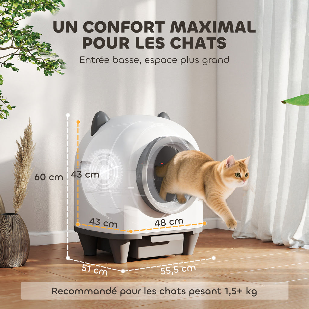 Arenero automático autolimpiable para gatos con app, 80 L