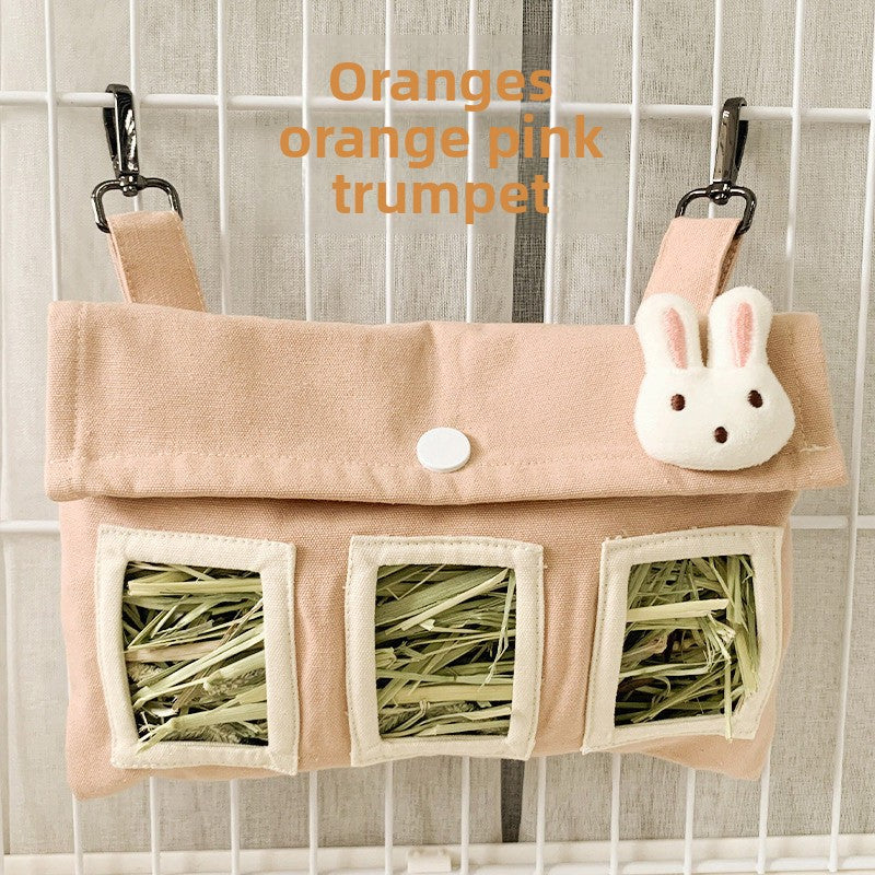 Bolsa Colgante Lavable para Heno de Mascotas Pequeñas – Rosa melocotón pequeño 22,5 x 15,5 cm