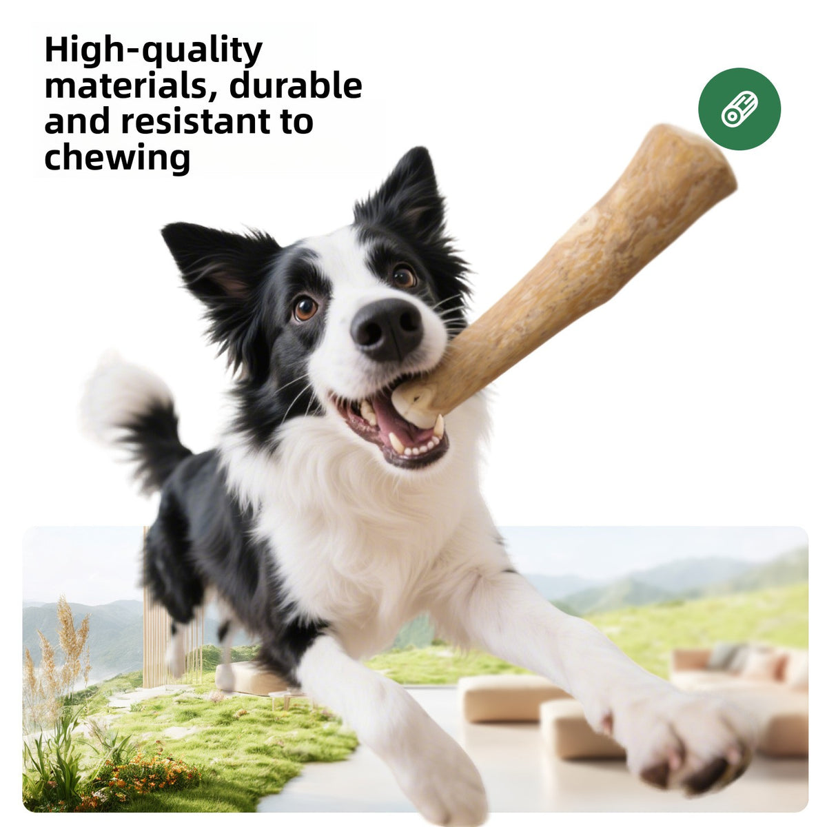 Mordedor de madera natural de café para la salud dental de perros