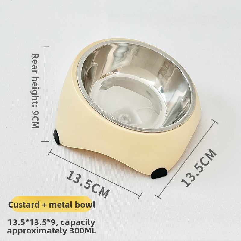 Cuenco inclinado de acero inoxidable para gatos y perros pequeños