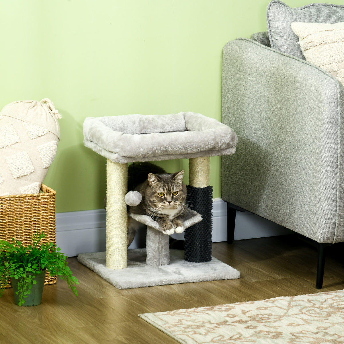 Árbol rascador para gatos gris de 48 cm