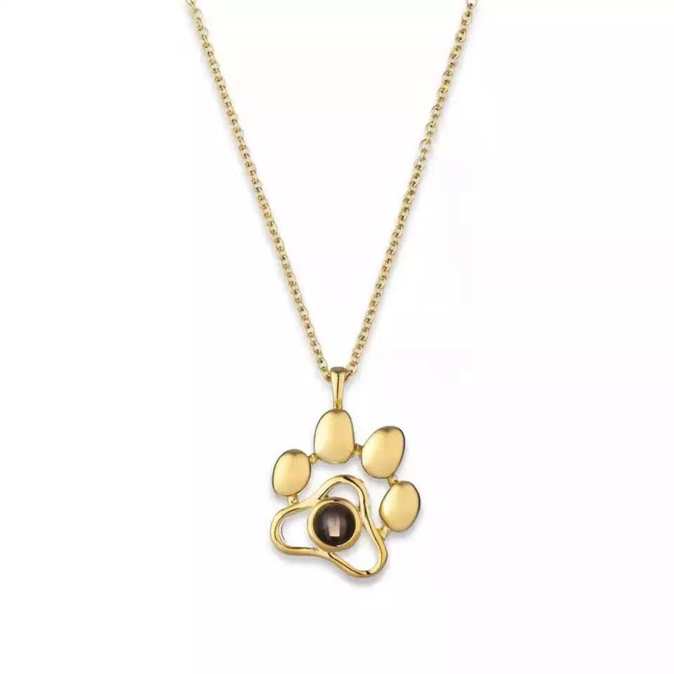 Collar con colgante de huella de perro «Te quiero» en varios idiomas