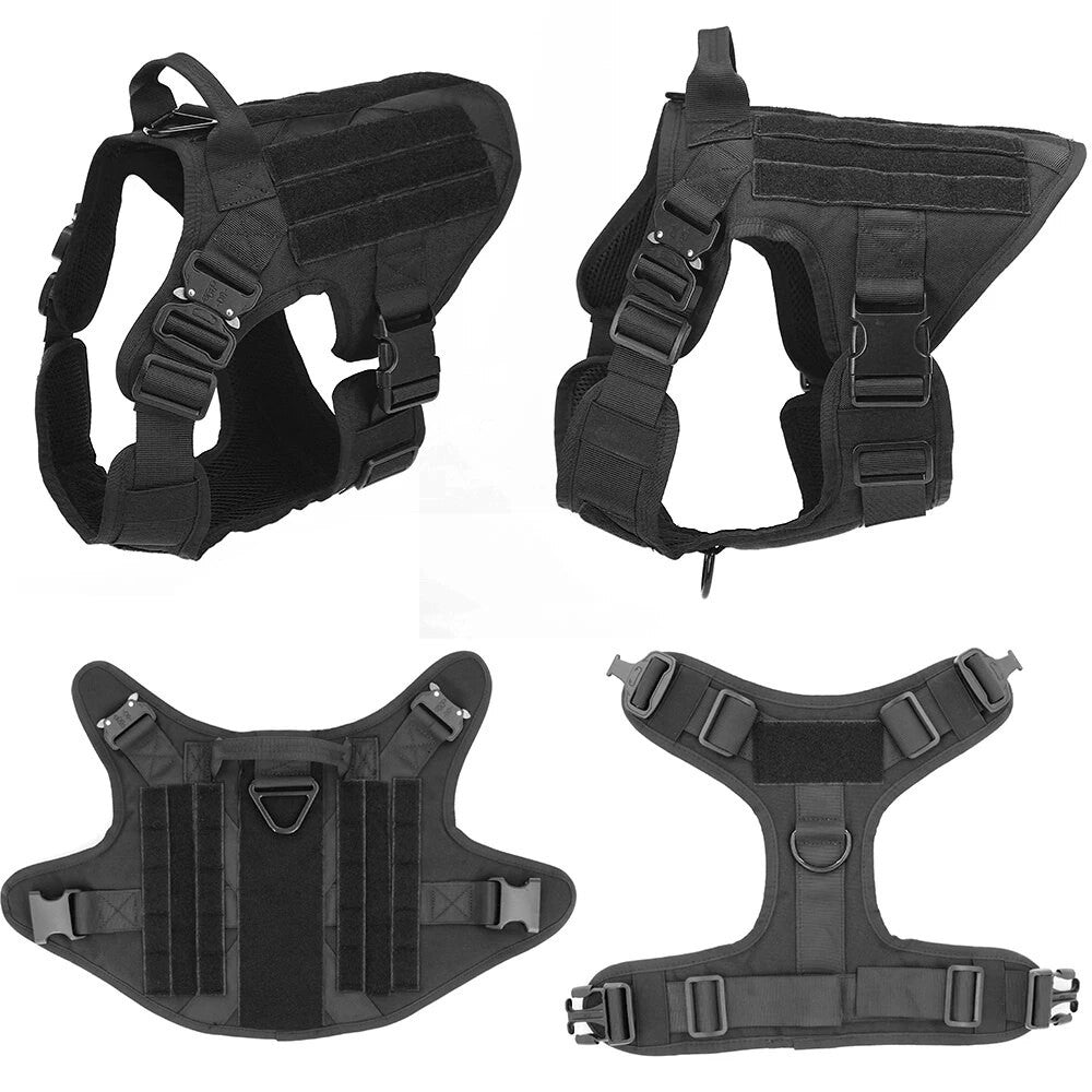 Set táctico 3 piezas para perros: arnés MOLLE, collar y correa elástica, foto 4 de 6