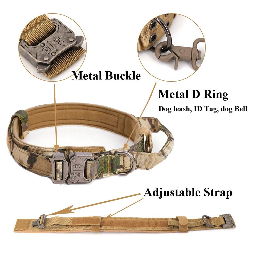 Set táctico 3 piezas para perros: arnés MOLLE, collar y correa elástica, foto 3 de 6