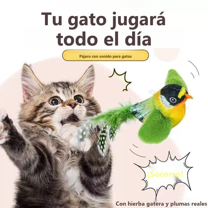 Interactive bird toy with sound for cats
