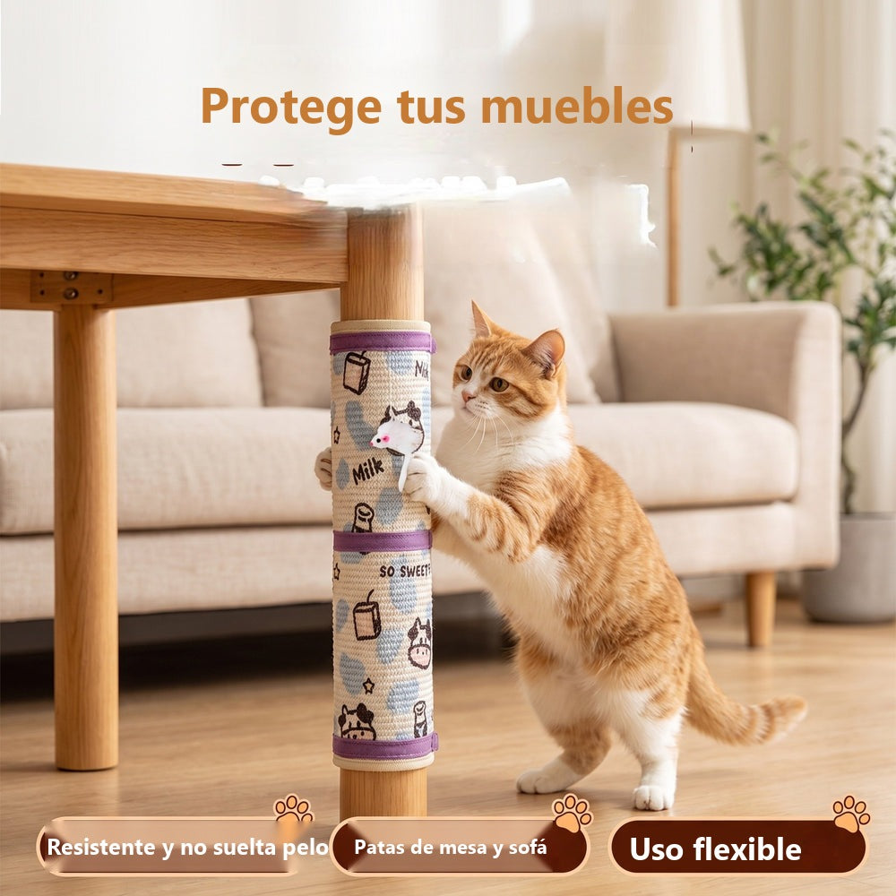 Wall-mounted vertical sisal cat scratcher