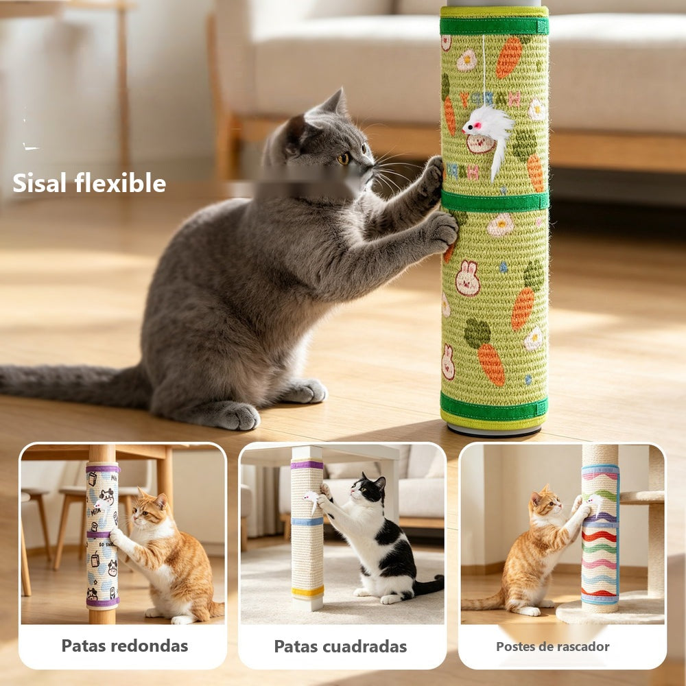 Wall-mounted vertical sisal cat scratcher