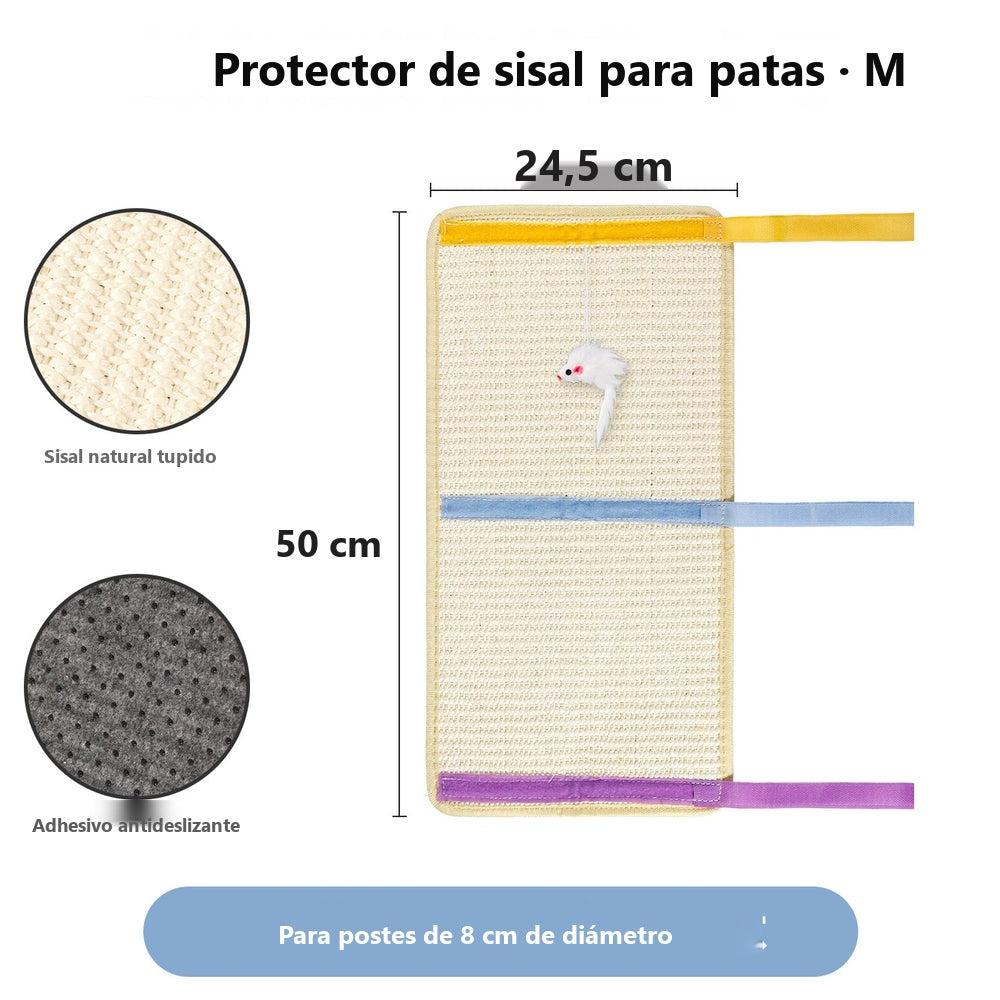 Wall-mounted vertical sisal cat scratcher