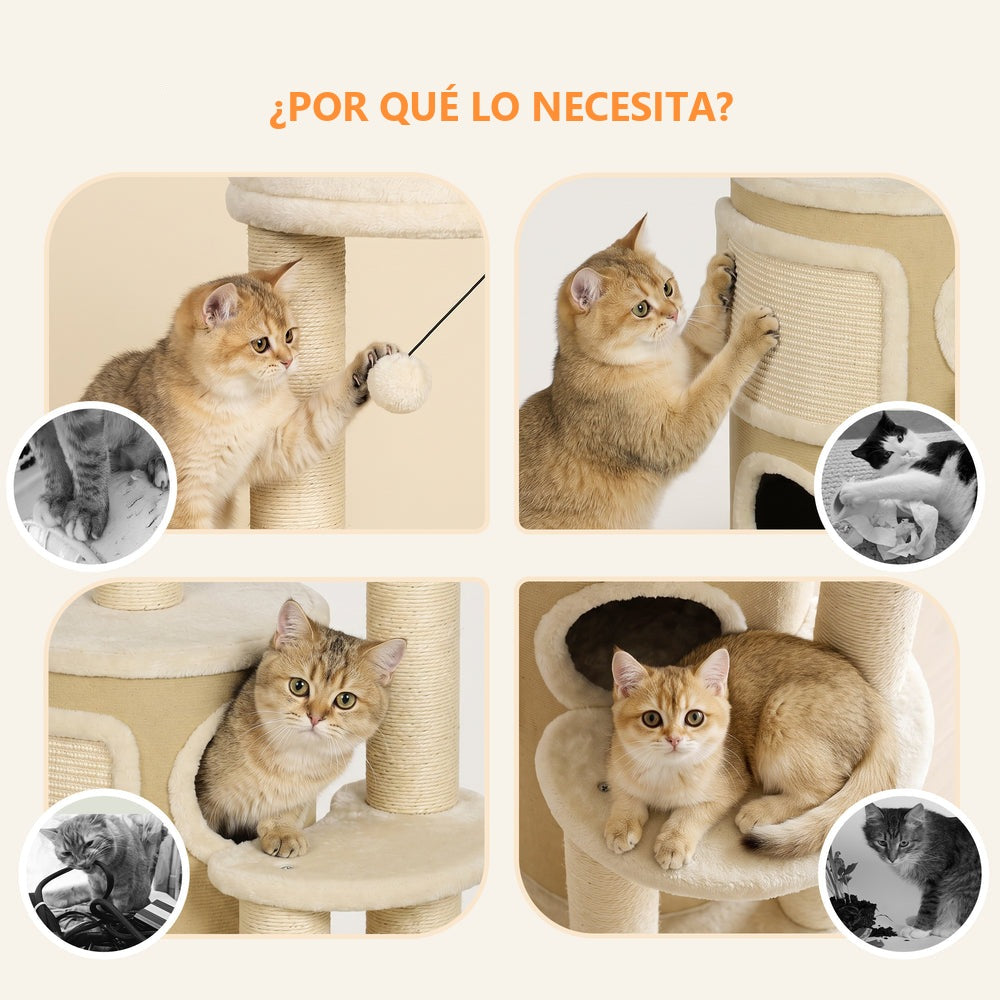 Árbol rascador para gatos de 4 niveles con dos nichos - foto 4