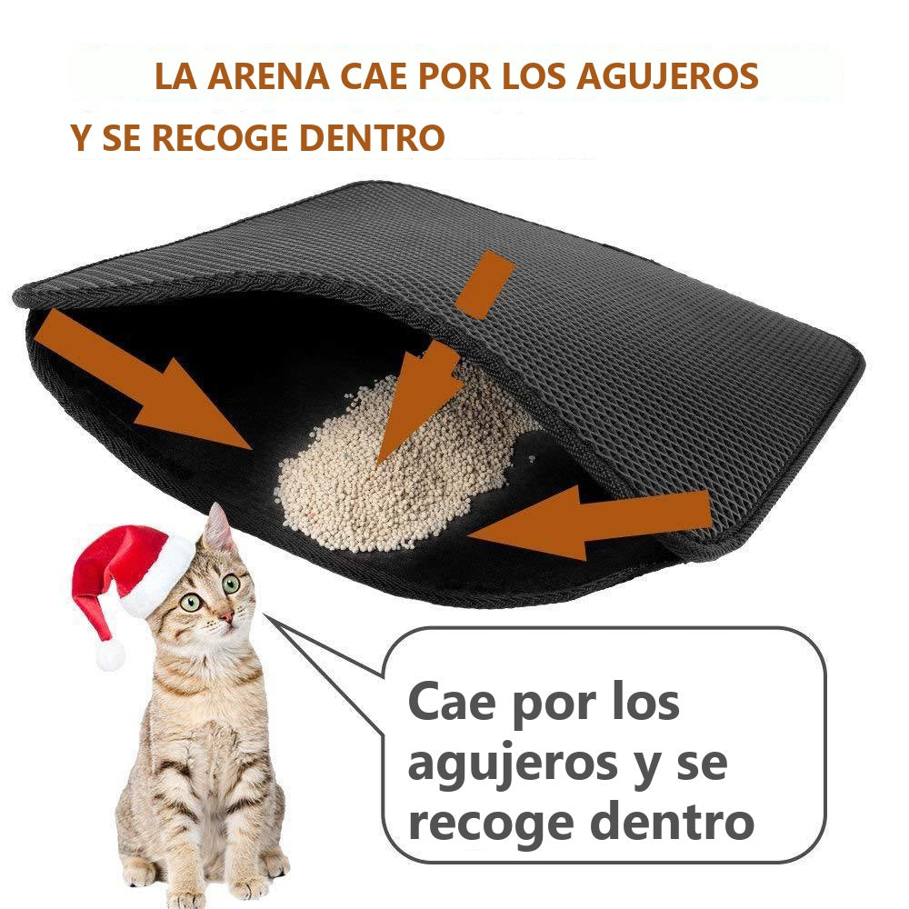 Alfombrilla doble capa atrapa-arena para arenero