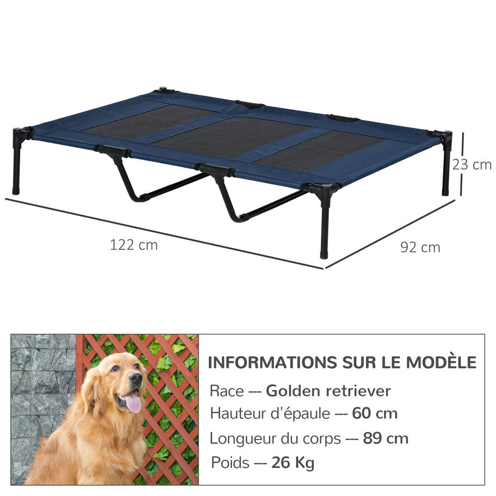 Cama elevada XXL transpirable para perros grandes, 122 x 92 cm