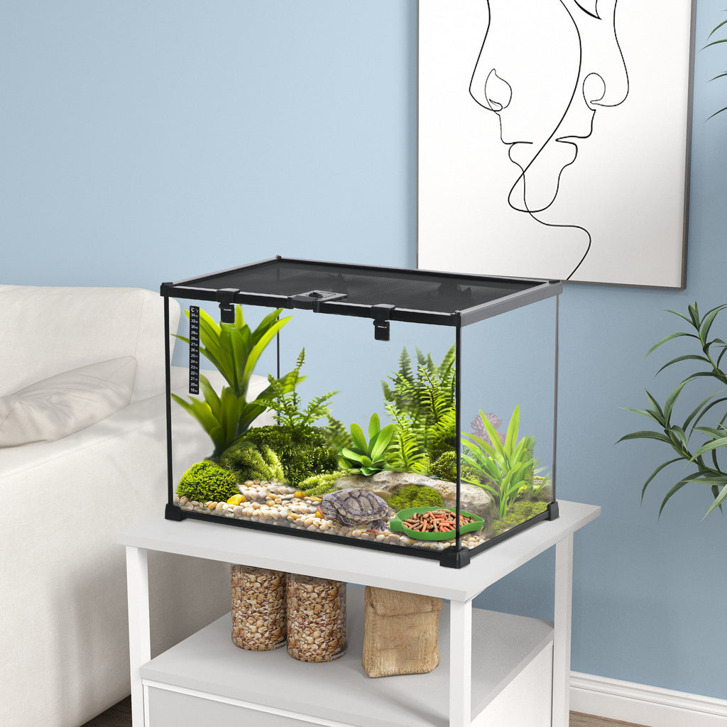 Terrario de cristal apilable con termómetro