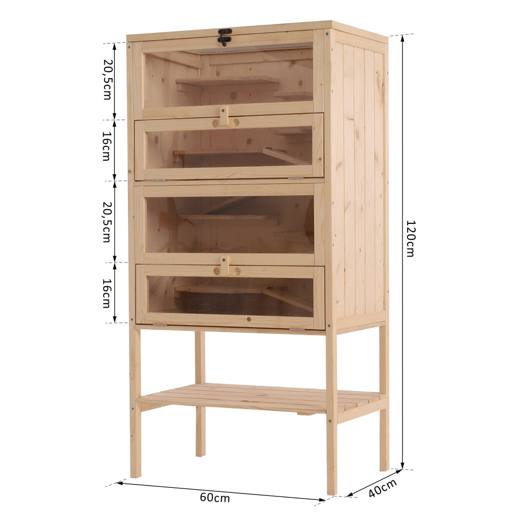 Jaula de madera de pino de 5 pisos para hámsters y roedores, 60 x 40 x 120 cm, foto 5 de 9
