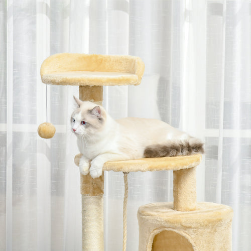 Árbol rascador para gatos con plataformas y caseta, foto 2 de 9
