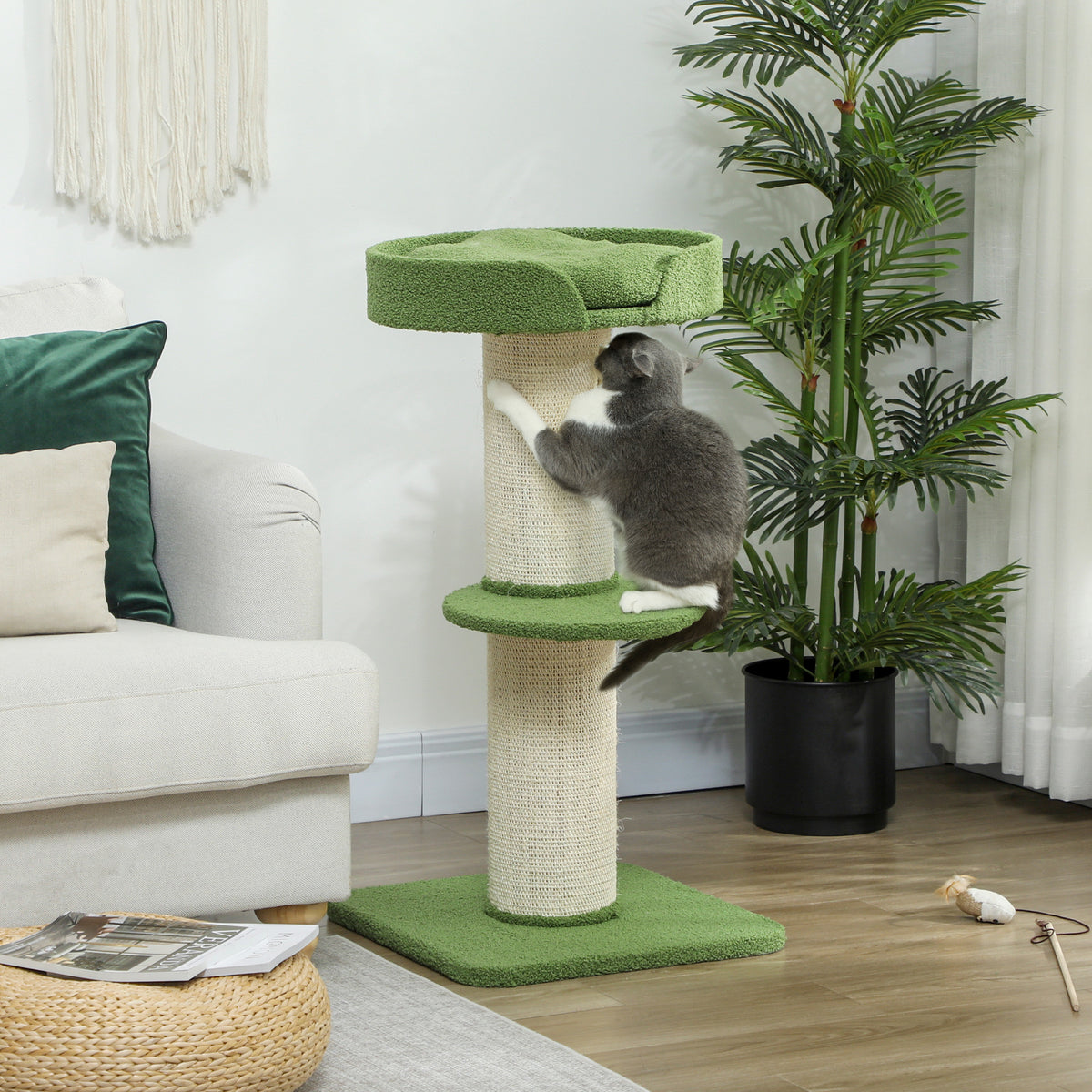 Árbol rascador para gatos con plataformas y cojín
