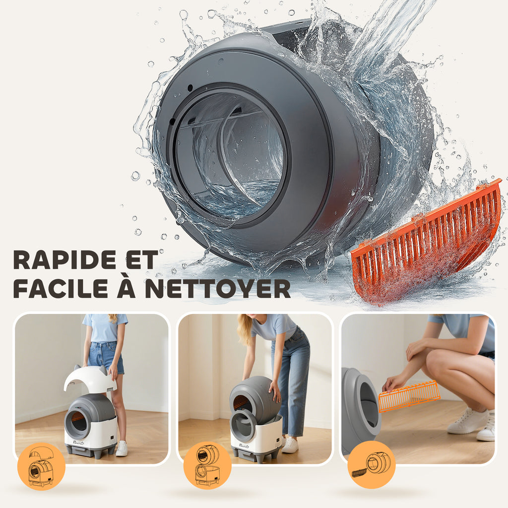 Arenero automático autolimpiable para gatos con app, 80 L