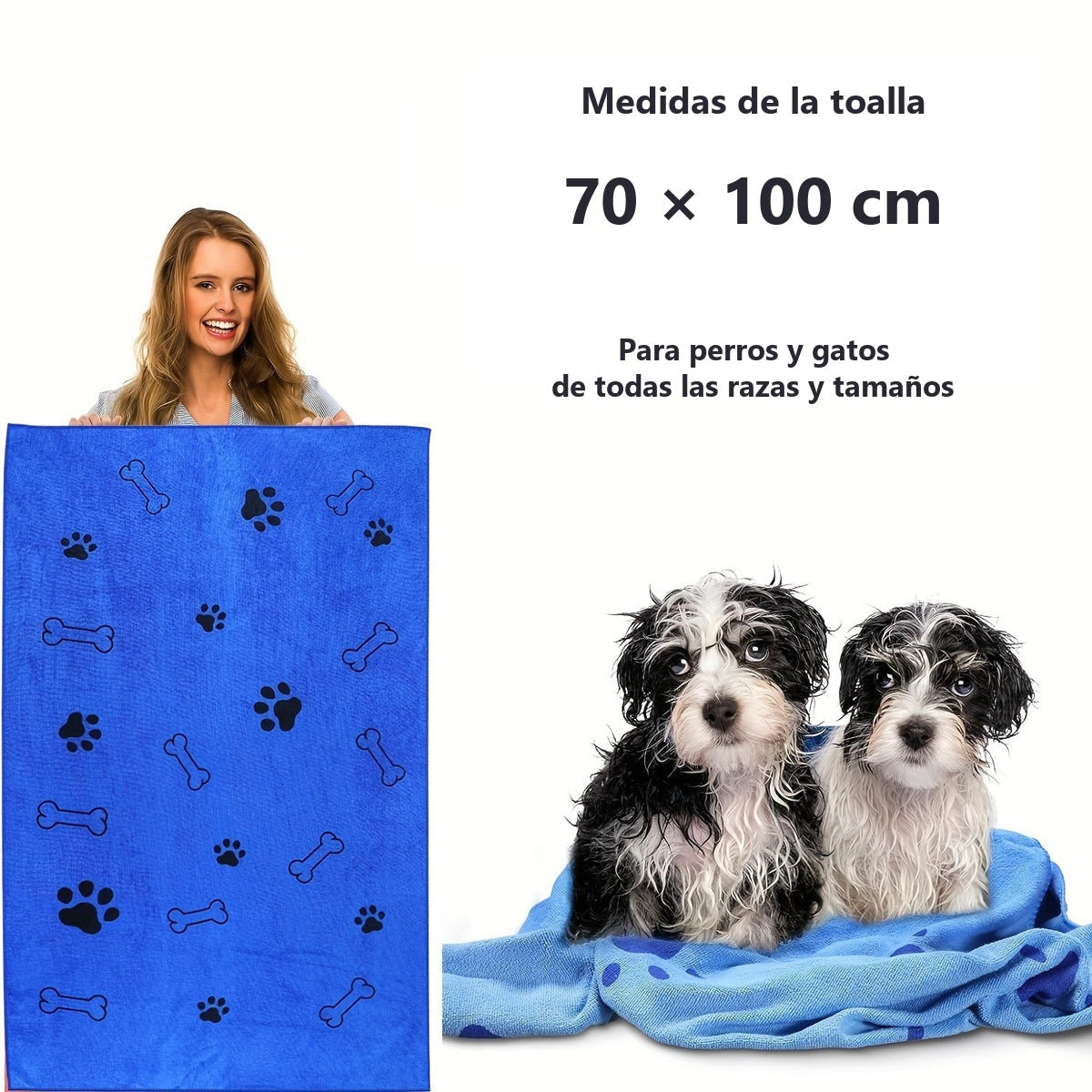 Toalla de microfibra de secado rápido para mascotas