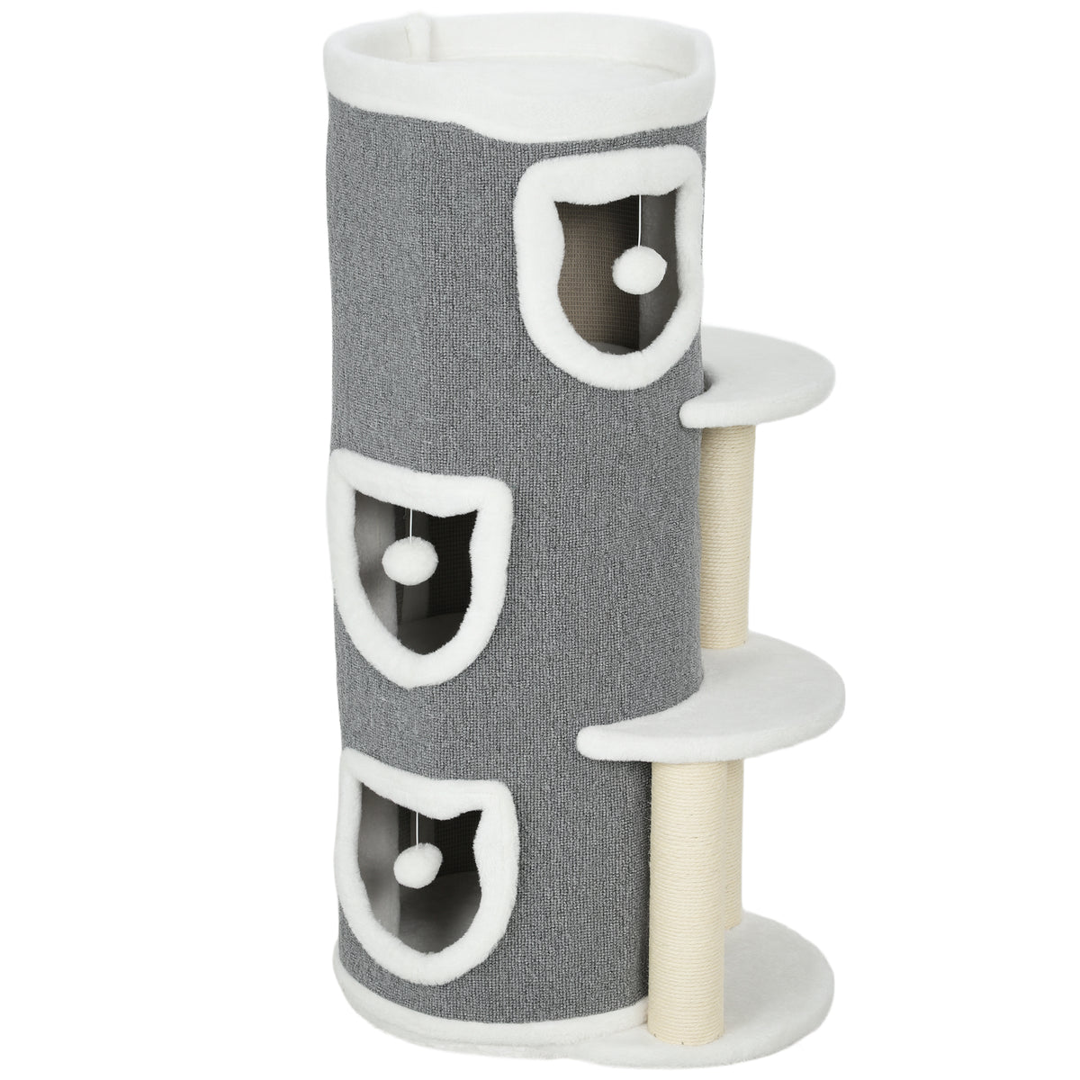 Torre rascadora para gatos de 4 niveles, gris