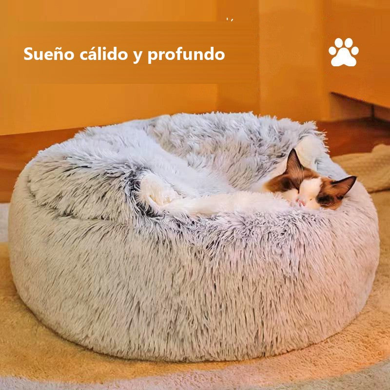 Cama mullida con forma de concha para perros y gatos