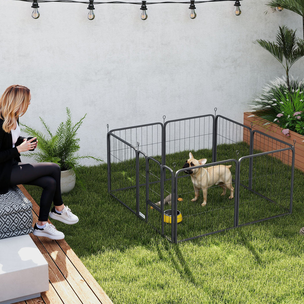 Parque modular para perros de acero con puerta