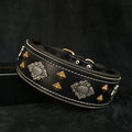 Collar Bestia Aztec negro de cuero para perros, de M · cuello 42,5–50 cm a XXL · cuello 65–75 cm