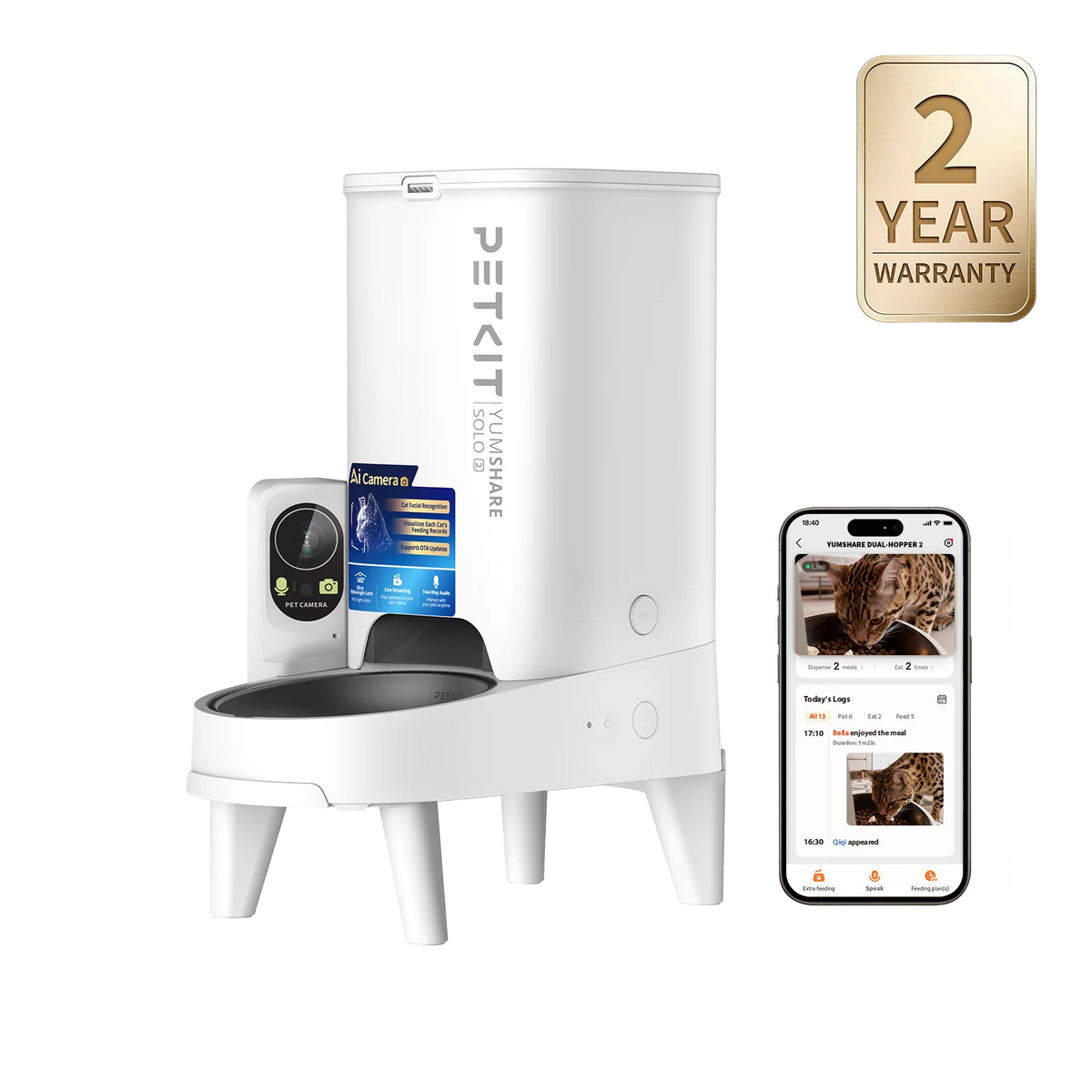 PETKIT YumShare Solo 2 · Comedero automático con cámara y reconocimiento facial, foto 3 de 6