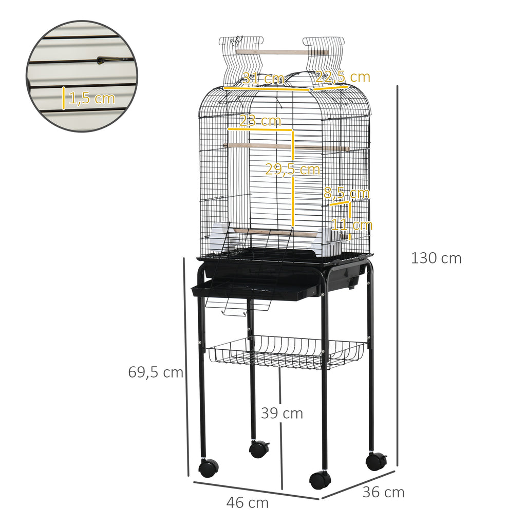 Jaula para aves con ruedas y techo abatible