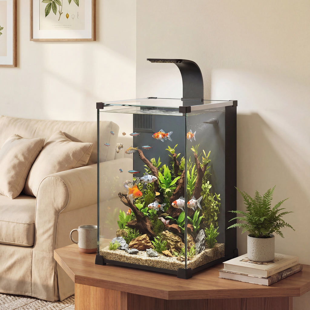 Acuario de 36 litros con filtro e iluminación LED
