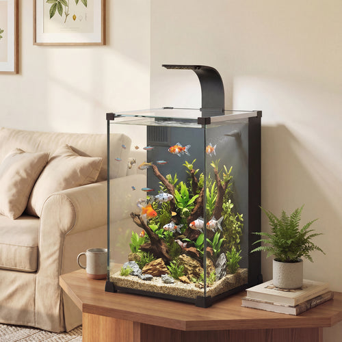 Acuario de 36 litros con filtro e iluminación LED