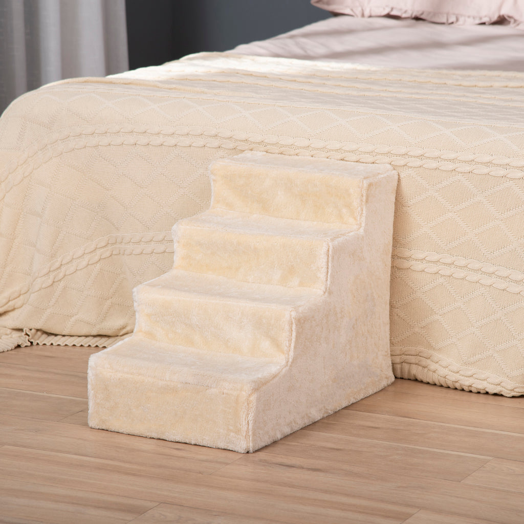 Escalera de 4 peldaños para perros y gatos beige