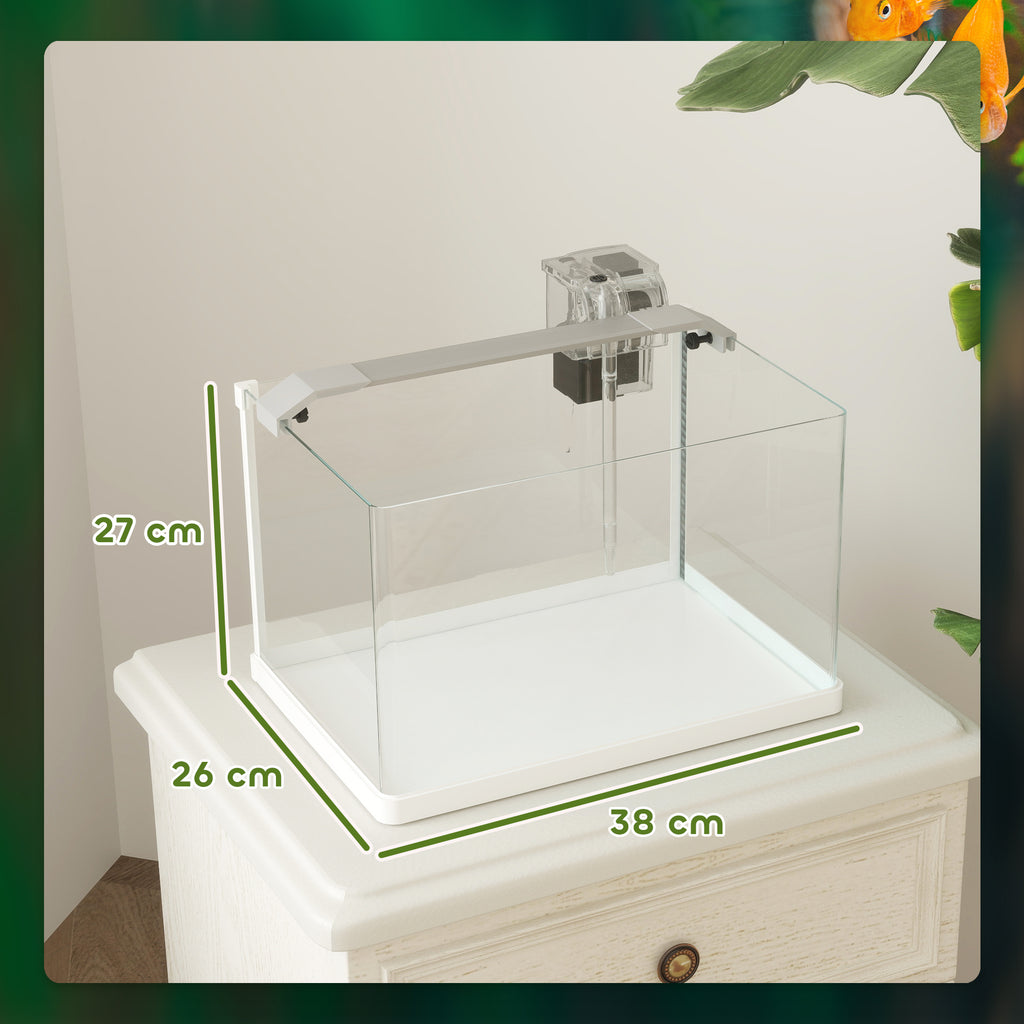 Acuario de cristal de 20 litros con luz LED y filtro