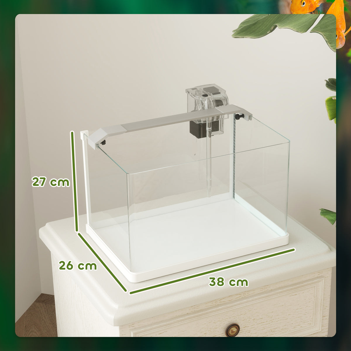 Acuario de cristal de 20 litros con luz LED y filtro