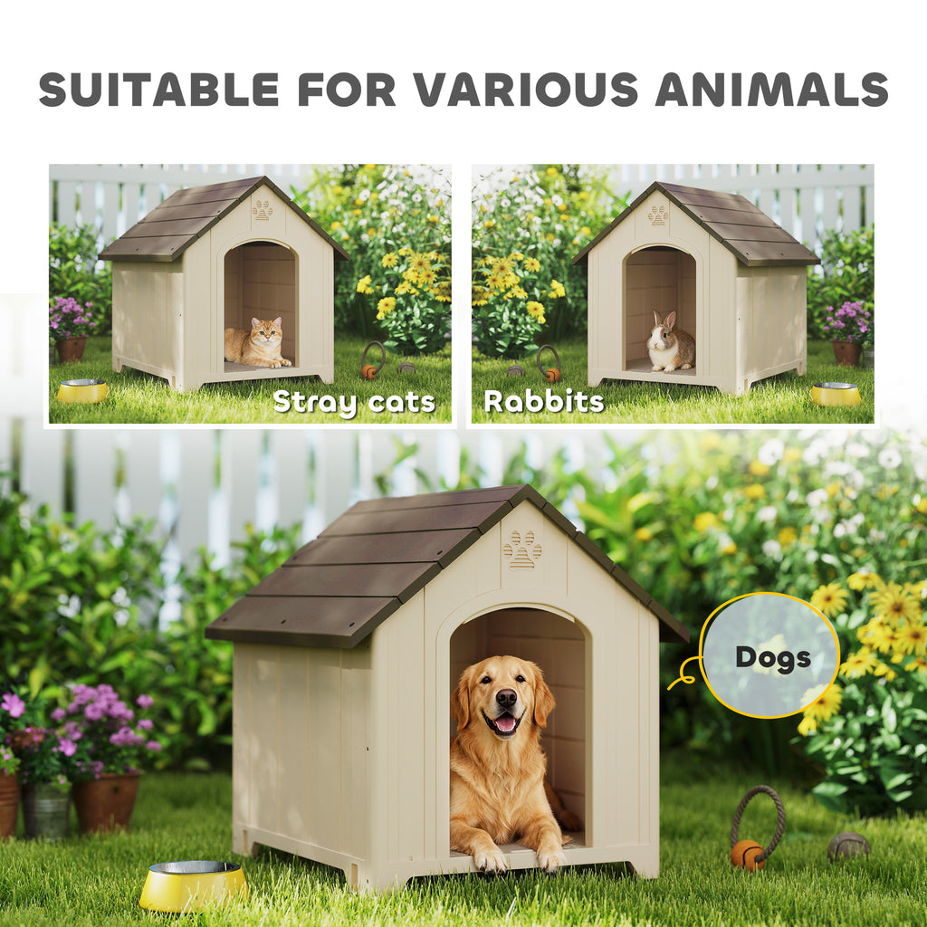 Caseta de plástico beige para perros grandes hasta 30 kg, 88x79x89 cm